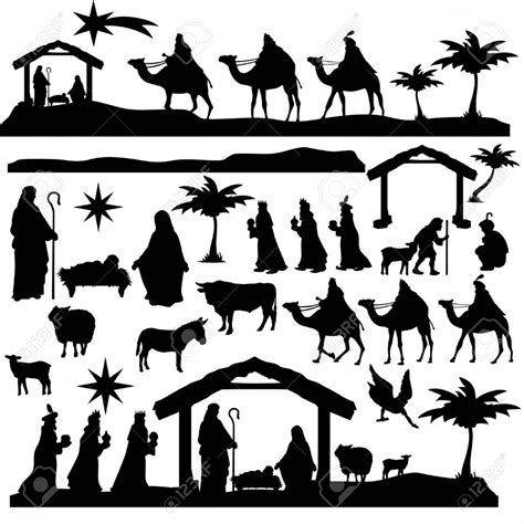 Nativity Scene Silhouette Vector At Collection Of