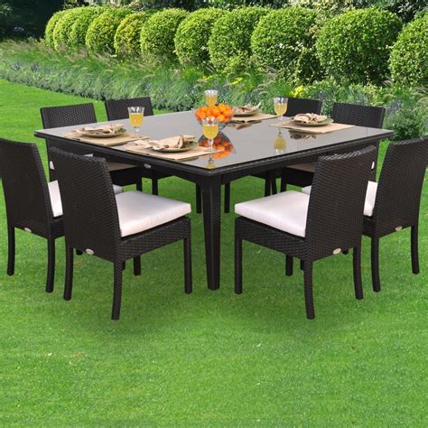 Shop our best selection of 8 person outdoor kitchen & dining room tables to reflect your style and inspire your outdoor space. Caluco Maxime 8-Person Resin Wicker Patio Dining Set With ...