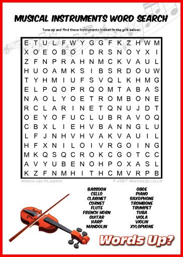14 Cool Music Word Search Puzzles Kittybabylovecom Music Word Search