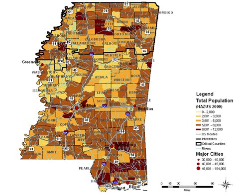 Population Distribution For The State Of Mississippi Download