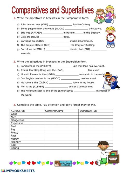 Degrees Of Comparison Of Adjectives Interactive And Downloadable