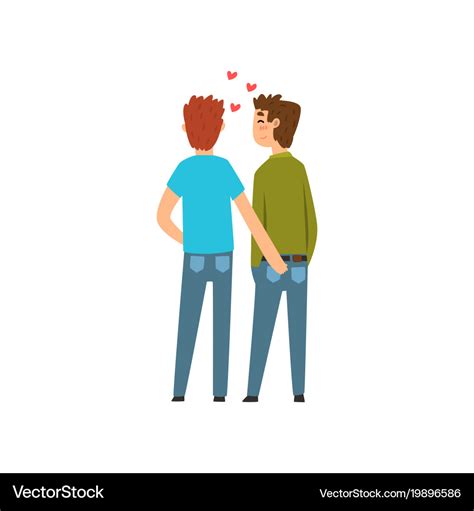 Gay Couple Lgbt Men In Love Back View Cartoon Vector Image