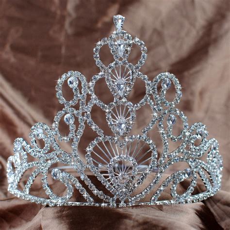 Stunning Large Tiaras Wedding Bridal Crowns 145cm Hearts Clear