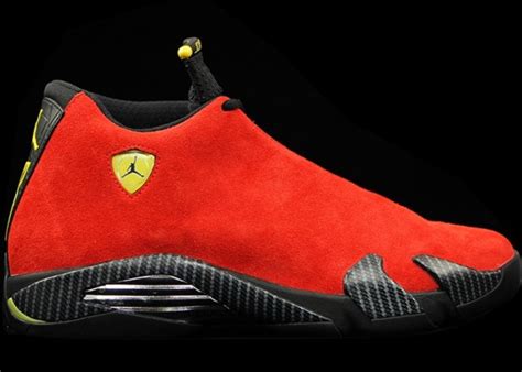 2014 jordan brand releases air jordan 14 ferrari, which features an all red suede upper, black accents and carbon fiber around the midsole. Air Jordan 14: 