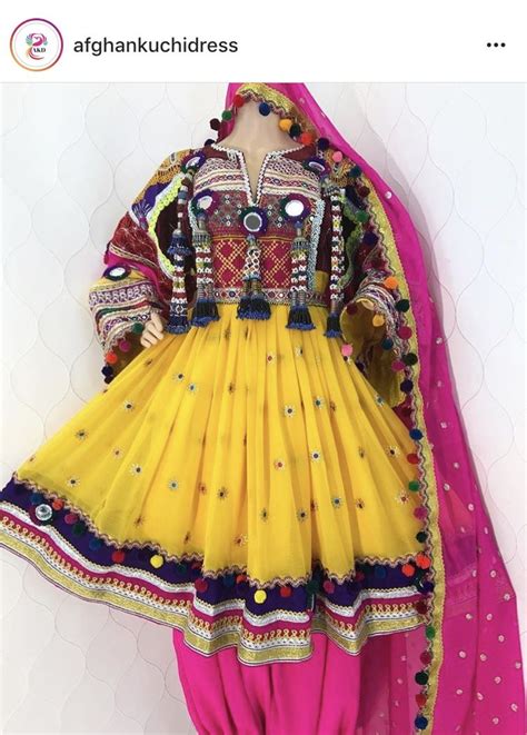 Handmade Afghan Traditional Dress In Yellow Color Afghani Pashtun