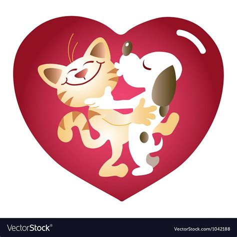 Cute Cat And Dog Kissing Vector Image On Vectorstock Cute Cat And Dog