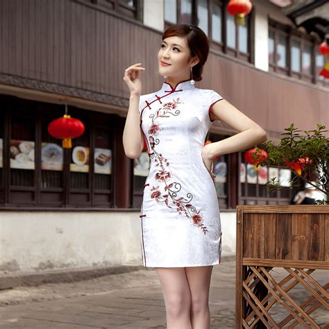 summer cheongsam chinese traditional dress sexy slim short qipao low split mini evening dress