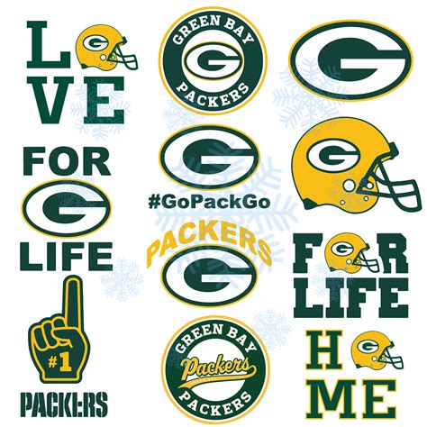 The Green Bay Packers Logo Is Shown In Various Colors And Sizes