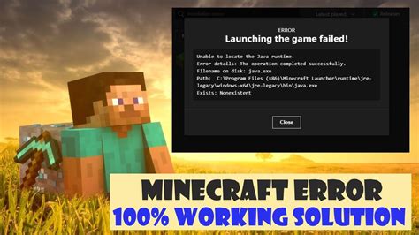 Minecraft Launching The Game Failed Unable To Locate The Java Runtime Youtube