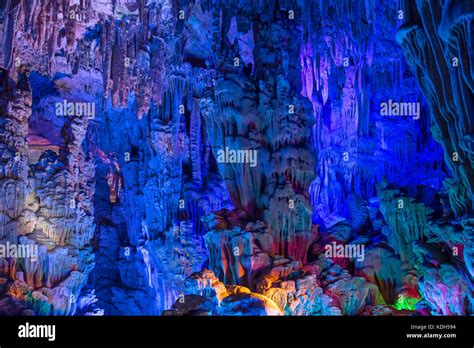 Reed Flute Cave Guilin Guangxi China Stock Photo Alamy