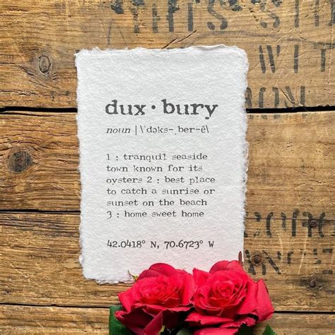 Duxbury Massachusetts Definition Print In Typewriter Font On Etsy Handmade Paper Handmade