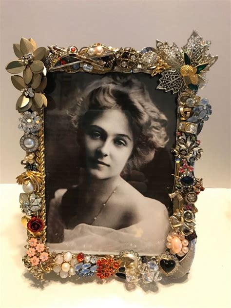 Unique 6x8 Picture Frame Enhanced With Vintage Jewelry Etsy Vintage