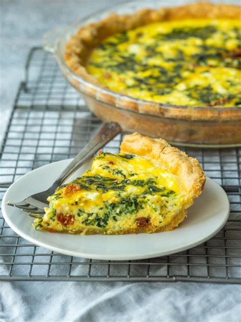 Spinach Feta And Sun Dried Tomato Quiche Mad About Food
