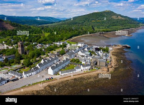 Aerial View Of Inveraray Town Beside Loch Fyne In Argyll Hi Res Stock