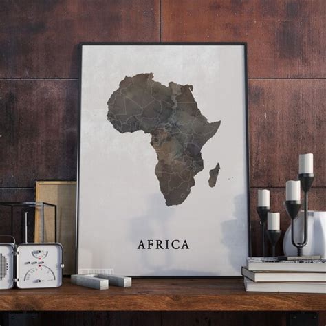 Africa Vintage Style Map Print Africa Map Poster States Etsy