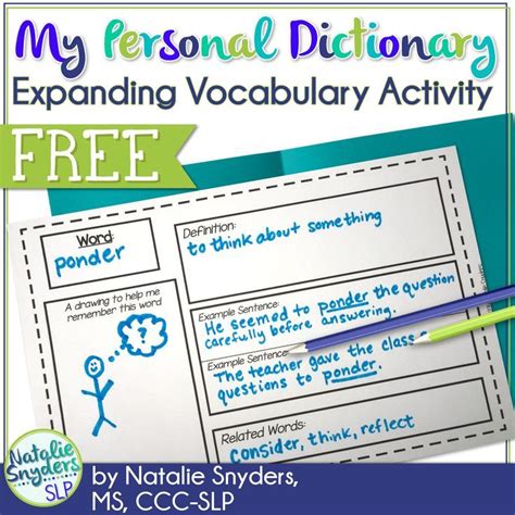 My Personal Dictionary An Expanding Vocabulary Activity Freebie