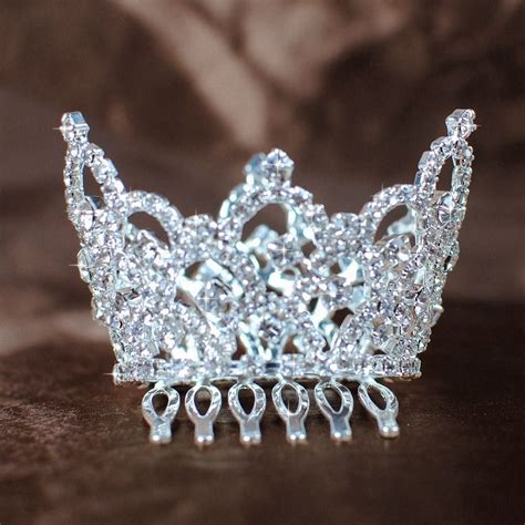 Mini Rhinestone Tiaras Full Crowns With Comb Clear Crystal Party Bridal