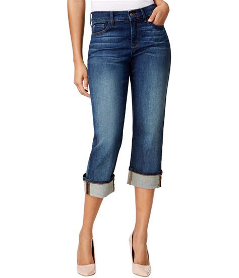 nydj women s dayla wide cuff capri jeans denim fit