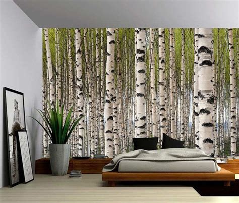 Birch Tree Forest Large Wall Mural Self Adhesive Vinyl Etsy Large