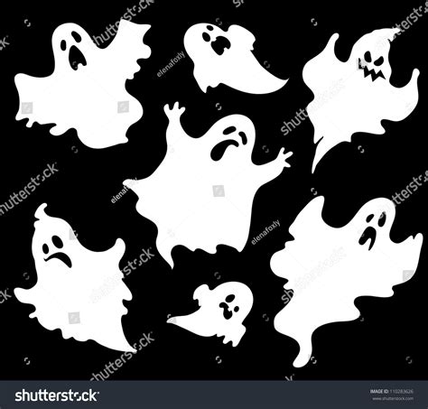 Set Halloween Ghosts Design Isolated On Stock Vector 110283626