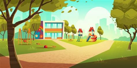 Free Vector Kindergarten Kids Playground Empty Children Area