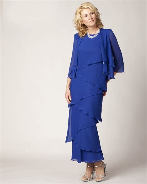 Tiered Layered Elegant Blue Plus Size Long Mother Of The Bride Dress
