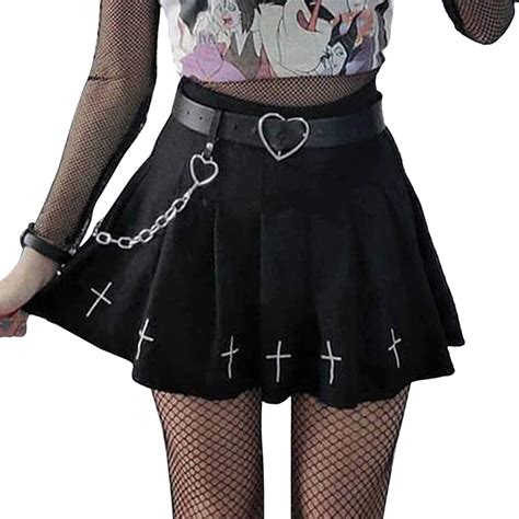 buy womens harajuku gothic mini skirts goth pleated skirts punk dark academia aesthetic a line