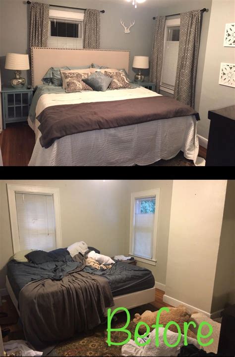 Before And After Small Bedroom Makeover Gray And Turquoise Homer
