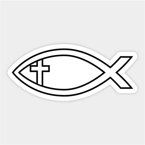 Ichthus With Cross Christian Fish Symbol Ichthys Sticker Teepublic