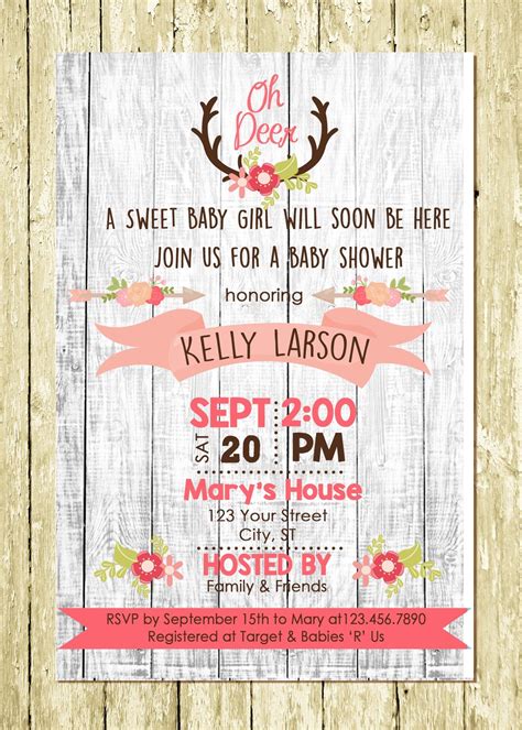 Oh Deer Girl Baby Shower Personalized Digital Baby Shower
