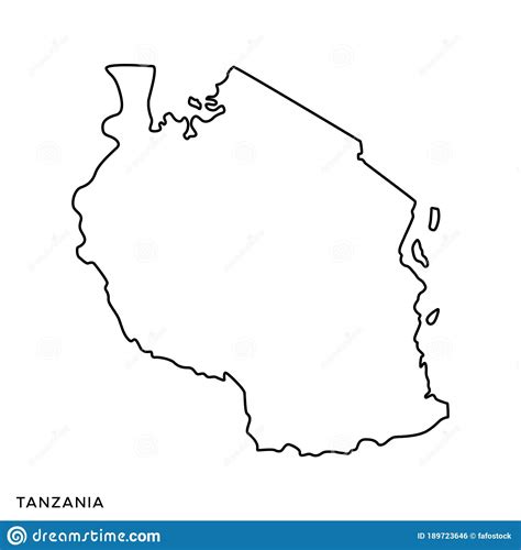 Tanzania Vector Map With Single Border Line Boundary Using Green Color