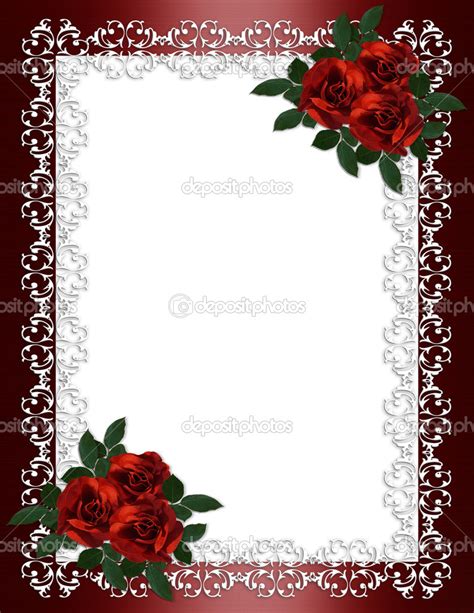 Wedding Invitation Border Red Roses — Stock Photo