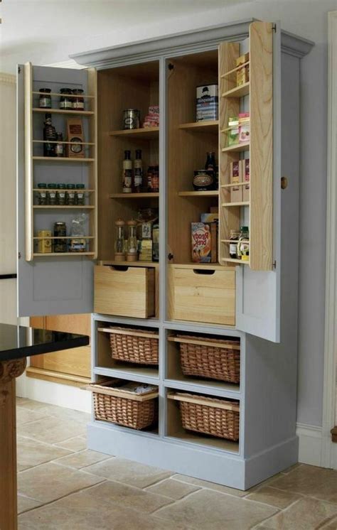 Pantry kitchen cabinet for space saving in each home. 40 DIY Farmhouse Storage Cabinet Design Ideas in 2020 ...