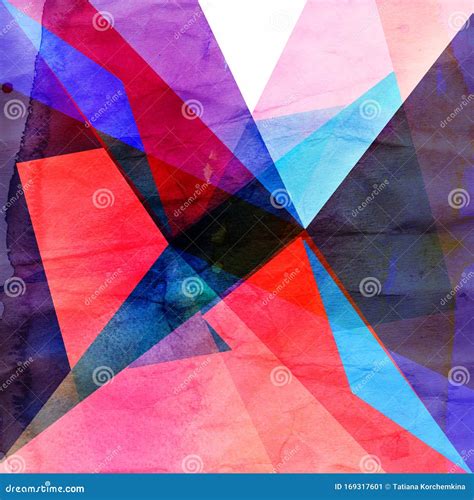 Abstract Watercolor Background With Geometric Elements Stock Image