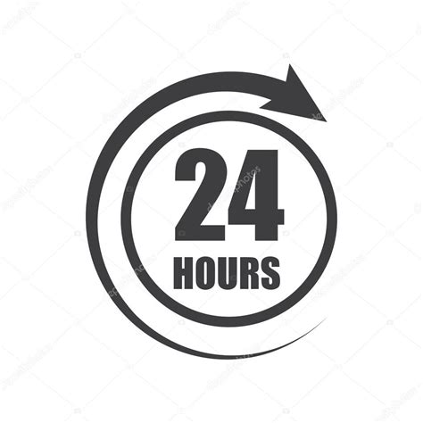 Icon Of Symbol Sign Open Around The Clock Or 24 Hours A Day Stock