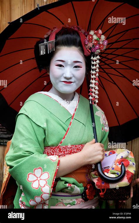 Japanese Woman Portrait Female Beauty Geisha Smiling Gion Area