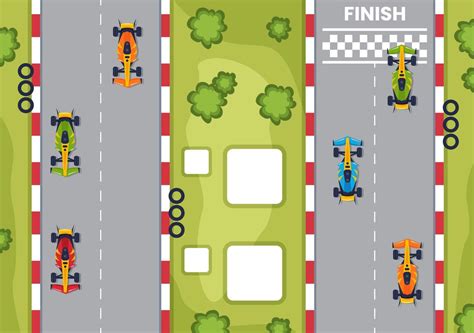Formula Racing Sport Car Reach On Race Circuit The Finish Line Cartoon