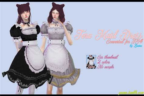 K Sims 7 Zauma Tera Maid Dress For Ts4 Mesh Poponopun Sims 4
