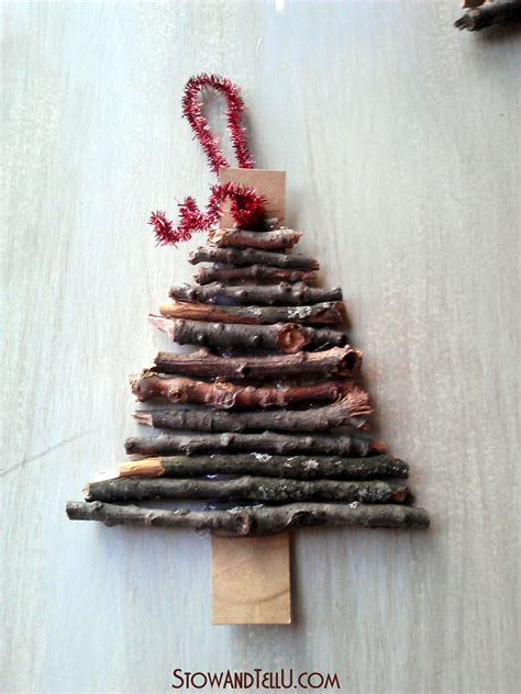 Cristmas Crafts Rustic Twig And Cardboard Christmas Tree Ornaments