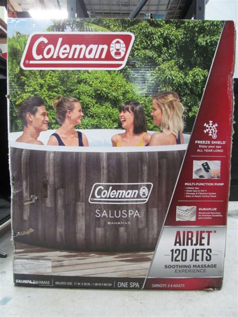 New Coleman 90467e Saluspa Bahamas Hot Tub Inflatable 120 Jets Freeze Shield For Sale From