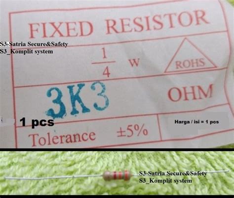 Jual Coklat 3k3 Resistor Se Per Empat 1 Per 4 Watt 5 Persen 3 K 3 Ohm