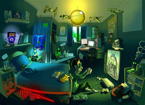 Geek Room Drawing Illustrations And Posters Pinterest