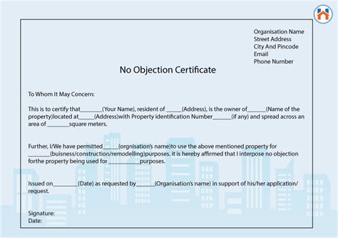 No Objection Certificate Noc For Property Format And More