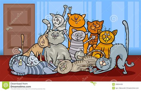 Here's a cat picture i took yesterday afternoon. Happy Cats Group Cartoon Illustration Stock Vector ...