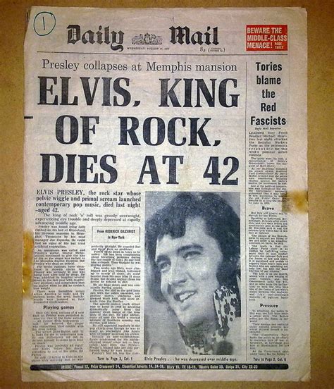 Elvis Presley Death Newspaper Front Page August 17th 1977 Flickr