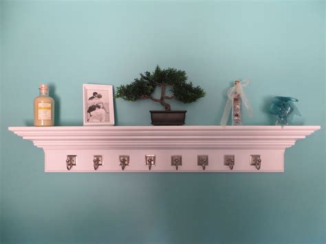 Handmade 48 Crown Molding Floating Wall Shelve With 8 Satin Nickel