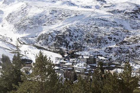 Village In Sierra Nevada Snowy Mountain Stock Image Image Of Mountain