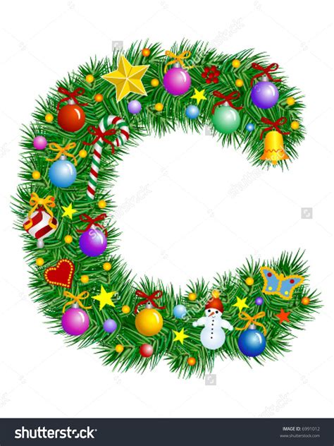 Letter C Christmas Tree Decoration Alphabet Stock Vector Royalty Free