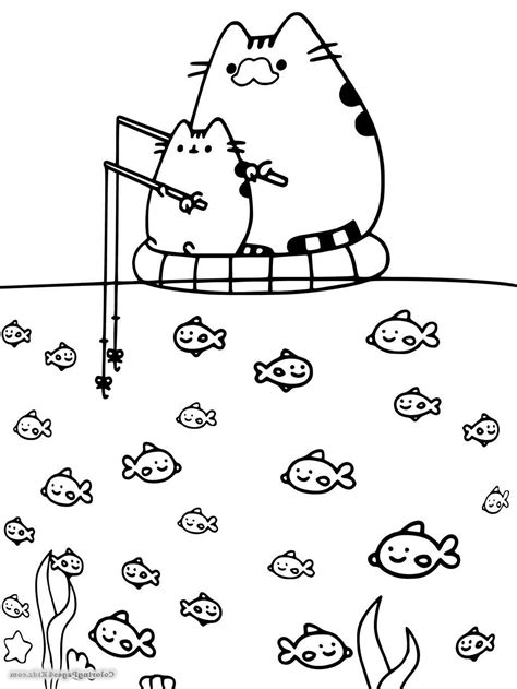 Free Pusheen Cat Is Fishing Coloring Pages Free Printable Coloring Pages