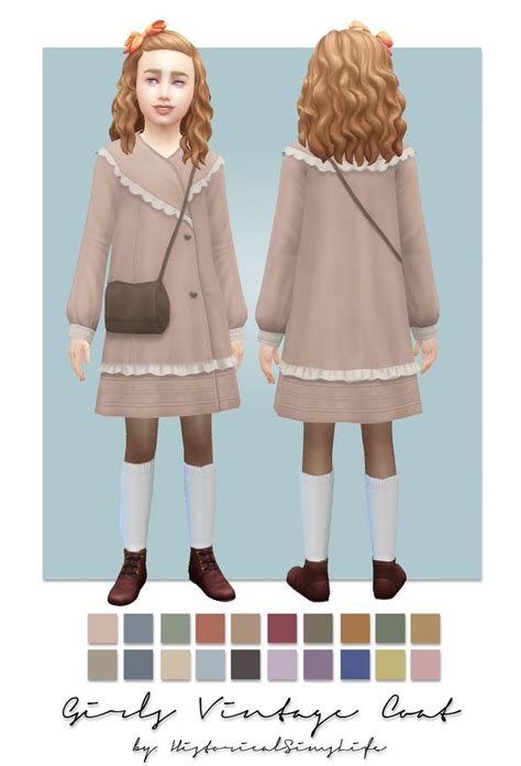 Ts4 Girls Vintage Coat Single Colored First Coat Ready For The